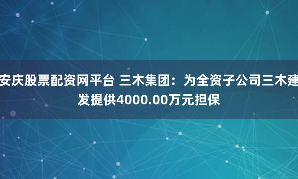 安庆股票配资网平台 三木集团：为全资子公司三木建发提供4000.00万元担保