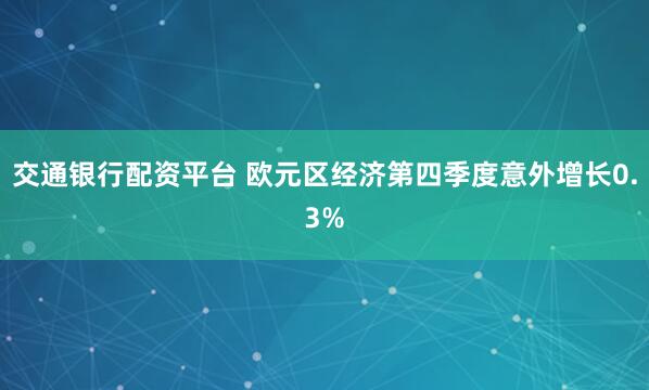 交通银行配资平台 欧元区经济第四季度意外增长0.3%