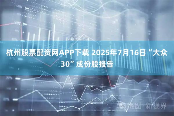 杭州股票配资网APP下载 2025年7月16日“大众30”成份股报告