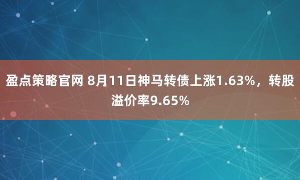 盈点策略官网 8月11日神马转债上涨1.63%，转股溢价率9.65%
