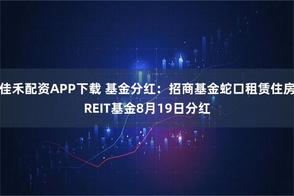 佳禾配资APP下载 基金分红:招商基金蛇口租赁住房REIT基金8月19日分红